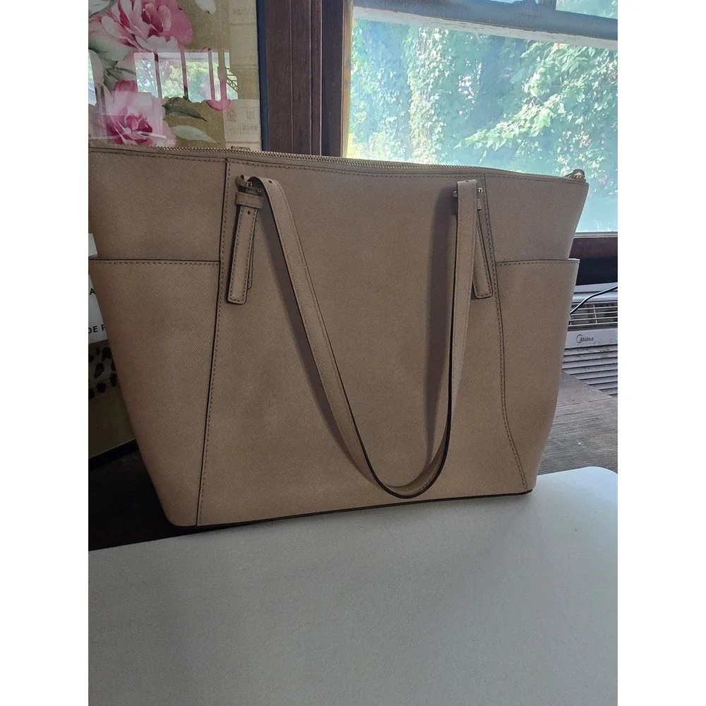 Michael Kors Large Saffiano Leather Tote Bag Powder Blush Pink Gold Hardware
